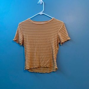 Yellow And White Striped Crop Top